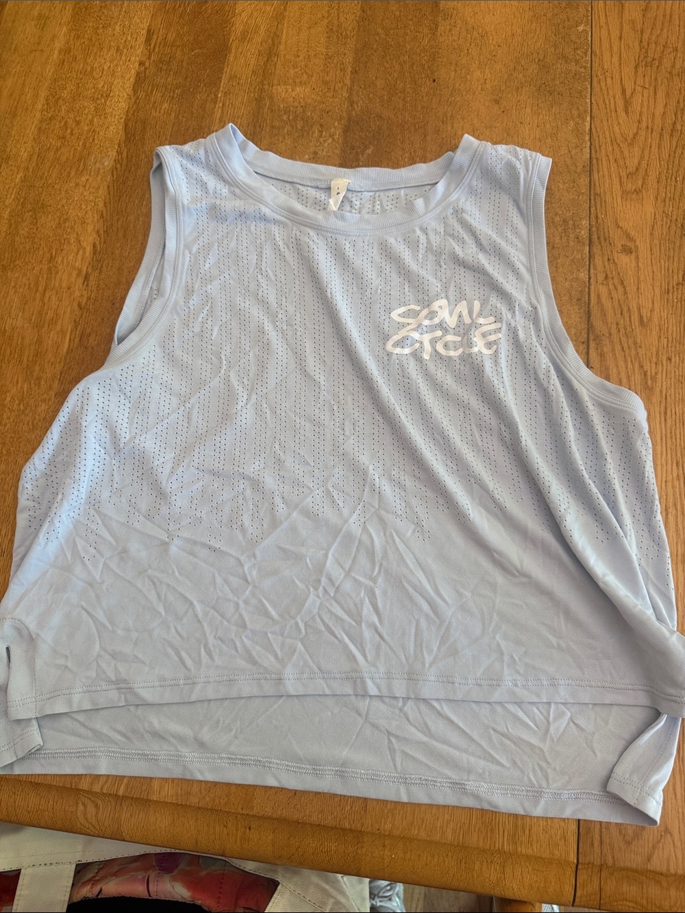 soulcycle Light Blue Mesh Performance Tank